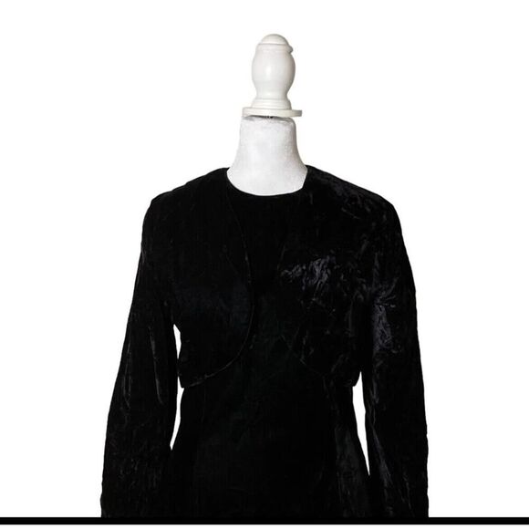 Scott & Jessica McClintock Gunne Sax Formal Dress Velour Black Velvet 2PC Set S - Picture 2 of 13